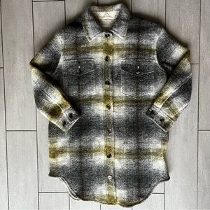 Aritzia Ganna Shirt Jacket Small Wool Plaid Shacket Button Up Relaxed Outdoor